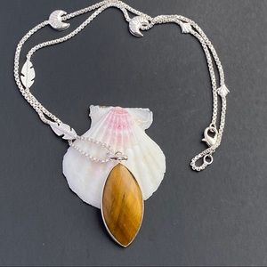 Tiger Eye Gemstone Sterling Silver Necklace